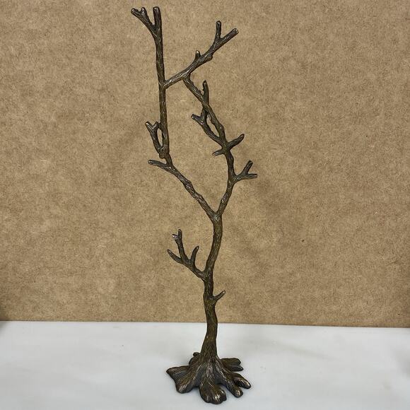 Brass Tree Necklace Jewelry Display Ring Holder Organizer Decor 11.75” Letter K - Picture 1 of 8